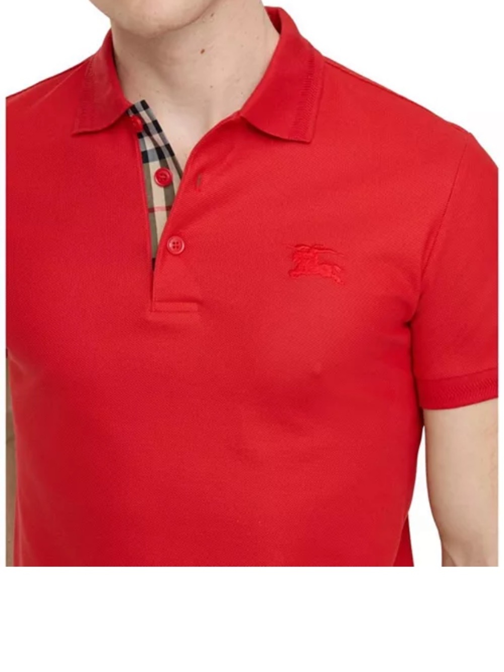 Burberry Red Polo with Signature Check Trim